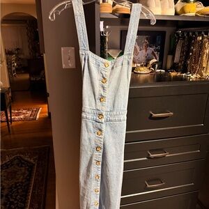 Faherty Light Blue Denim Button-Front Jumper Dress